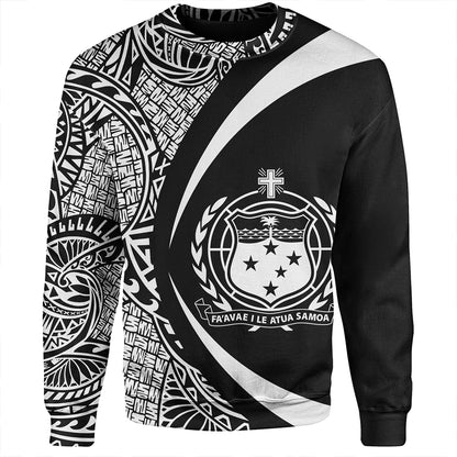 Samoa Sweatshirt Coat Of Arm Lauhala White Circle