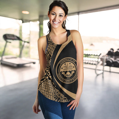 Federated States of Micronesia Women Tank Coat Of Arm Lauhala Gold Circle