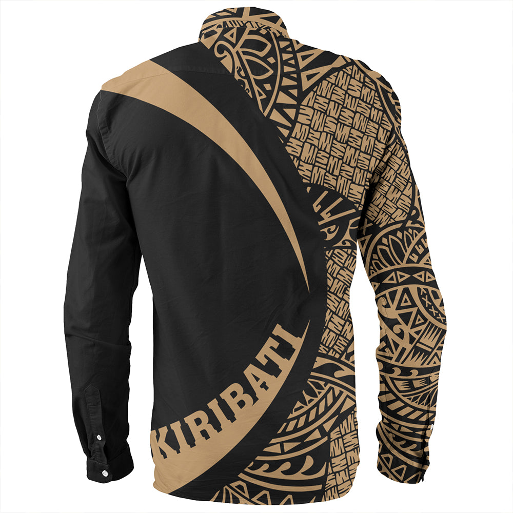 Kiribati Long Sleeve Shirt Coat Of Arm Lauhala Gold Circle