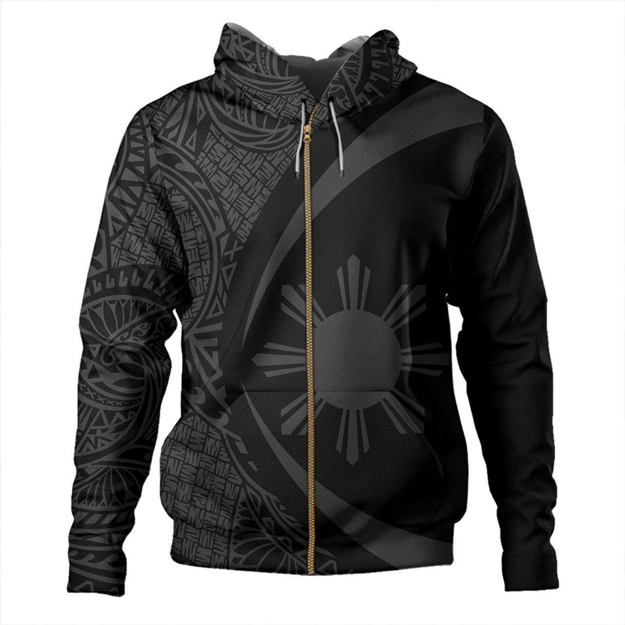 Philippines Hoodie Coat Of Arm Lauhala Gray Circle Ver.1