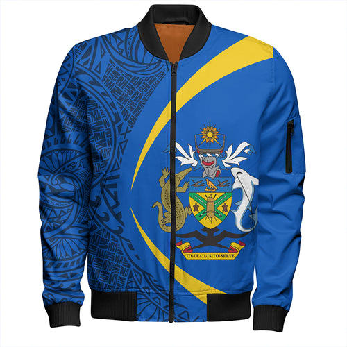 Solomon Islands Bomber Jacket Coat Of Arm Lauhala Circle