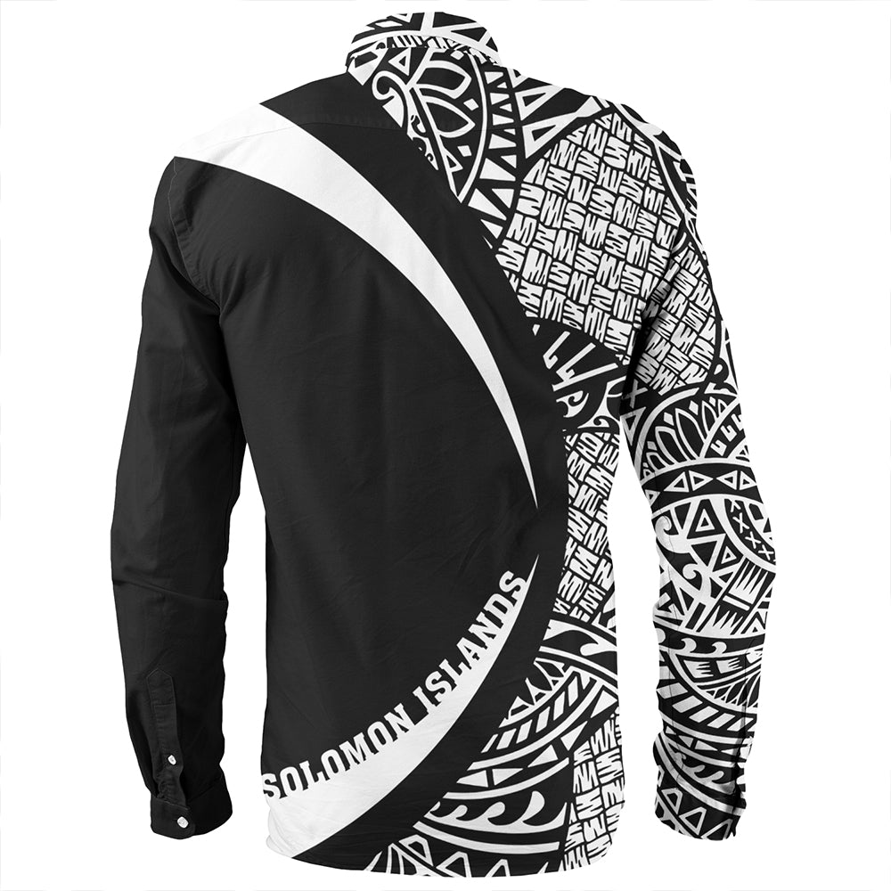 Solomon Islands Long Sleeve Shirt Coat Of Arm Lauhala White Circle