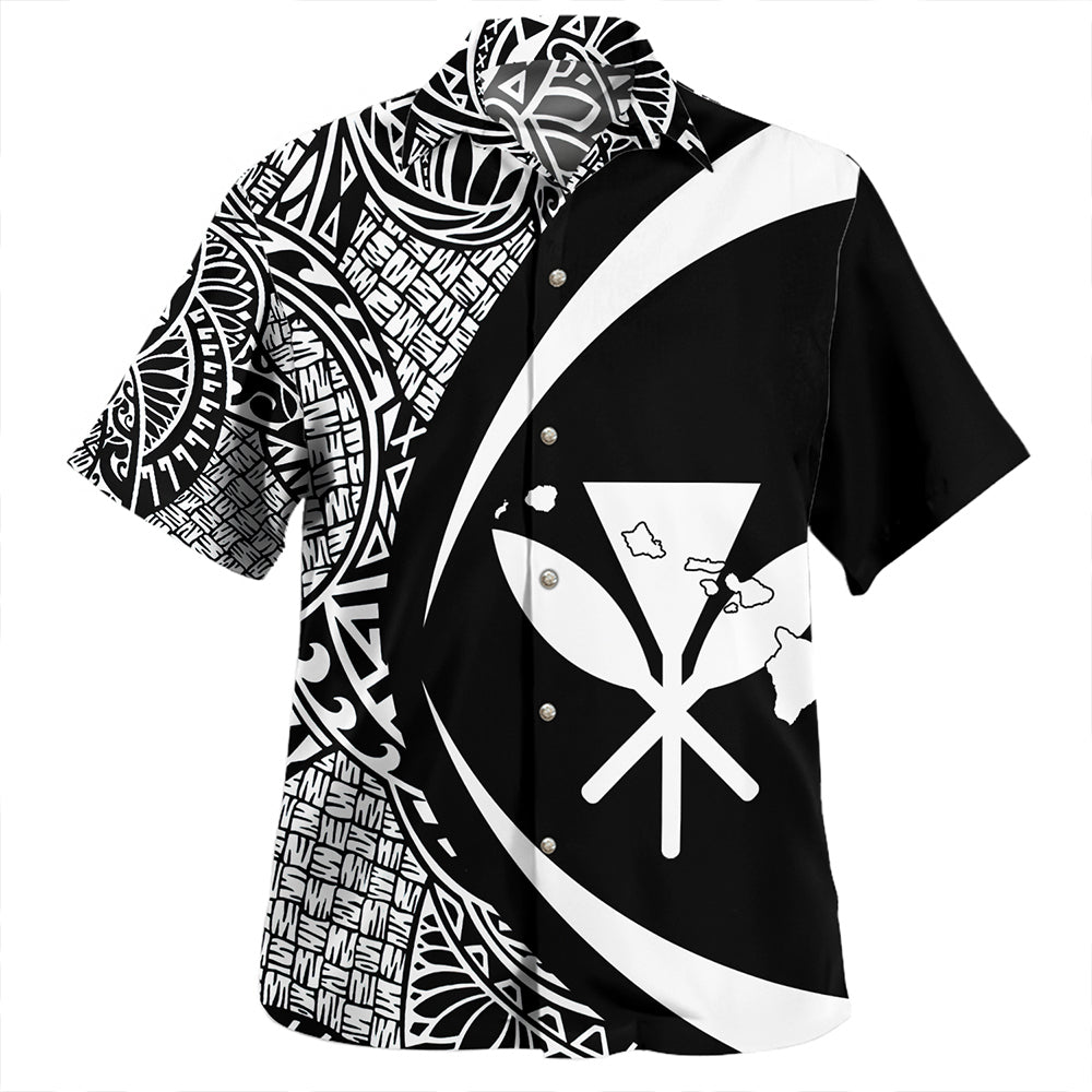 Hawaii Hawaiian Shirt Kanaka Maoli Hawaiian Map Lauhala White Circle