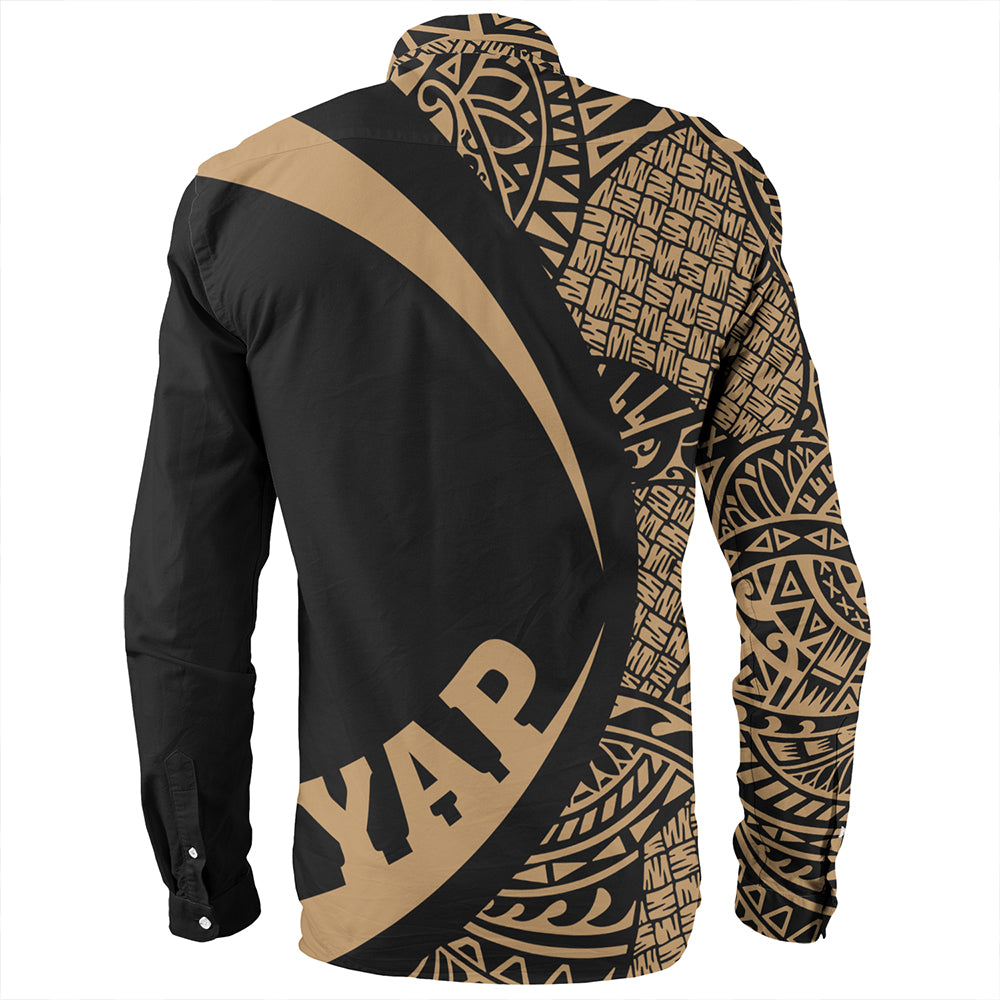 Yap Long Sleeve Shirt Coat Of Arm Lauhala Gold Circle