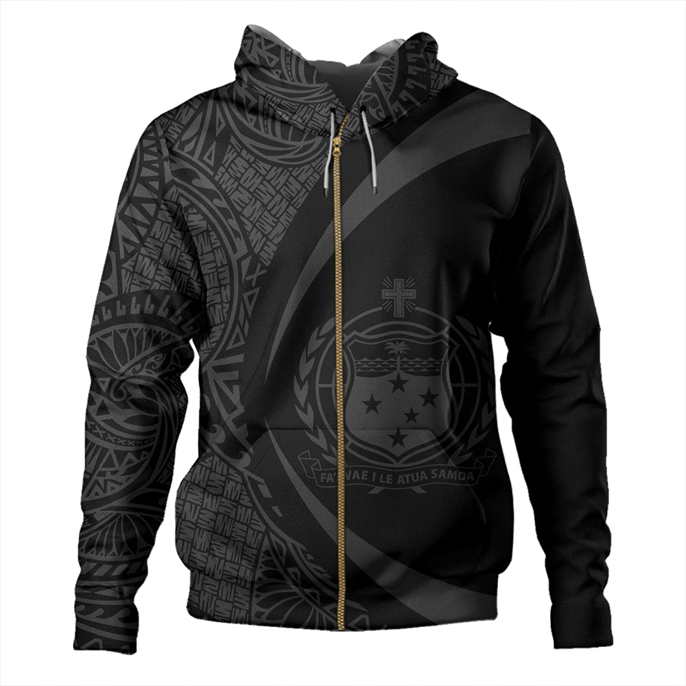 Samoa Hoodie Coat Of Arm Lauhala Gray Circle