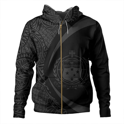 Samoa Hoodie Coat Of Arm Lauhala Gray Circle
