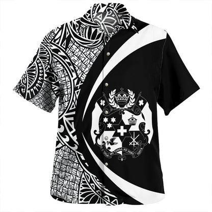 Tonga Hawaiian Shirt Coat Of Arm Lauhala White Circle