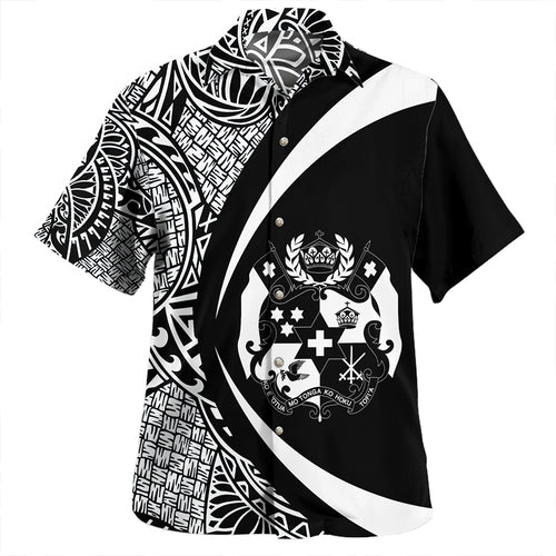 Tonga Hawaiian Shirt Coat Of Arm Lauhala White Circle