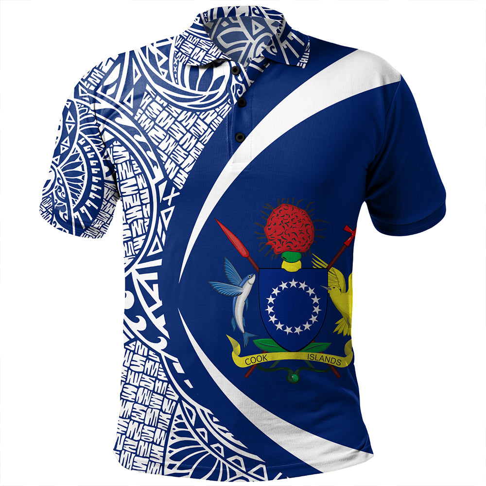 Cook Islands Polo Shirt Coat Of Arm Lauhala Circle