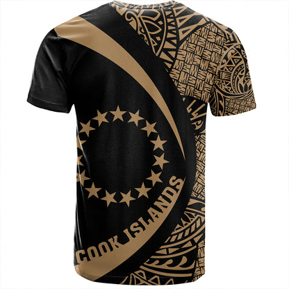 Cook Islands T-Shirt Coat Of Arm Lauhala Gold Circle