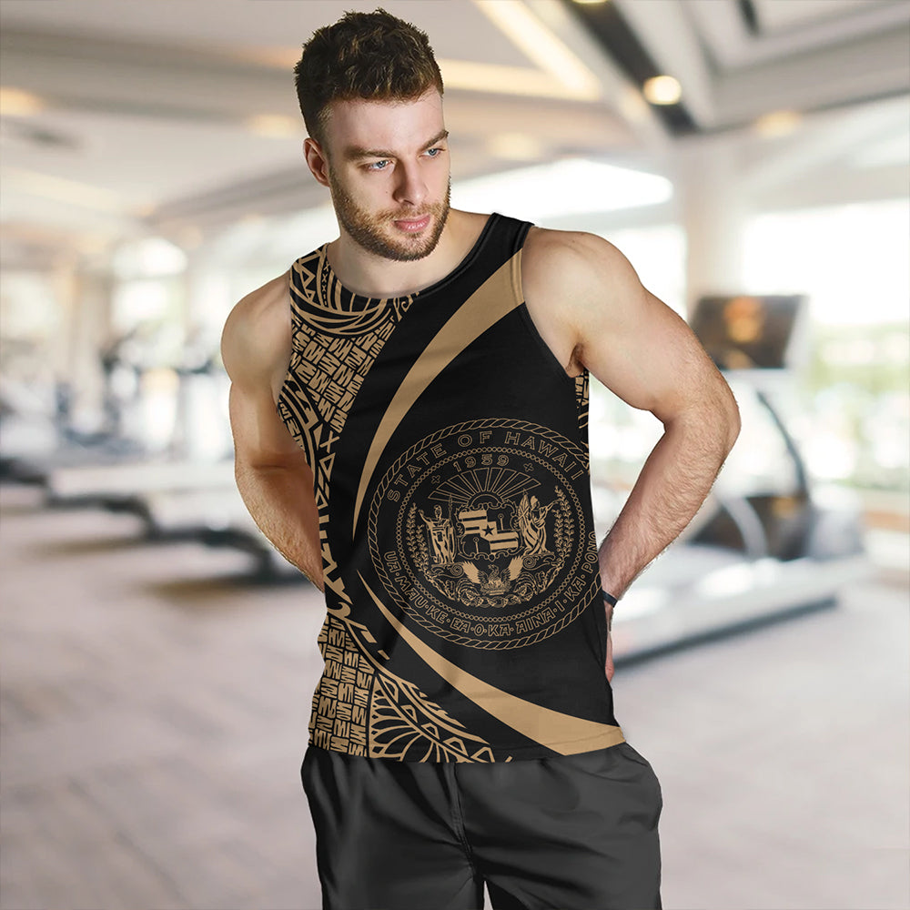 Hawaii Tank Top Coat Of Arm Lauhala Gold Circle