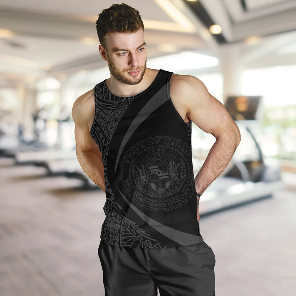 Hawaii Tank Top Coat Of Arm Lauhala Gray Circle