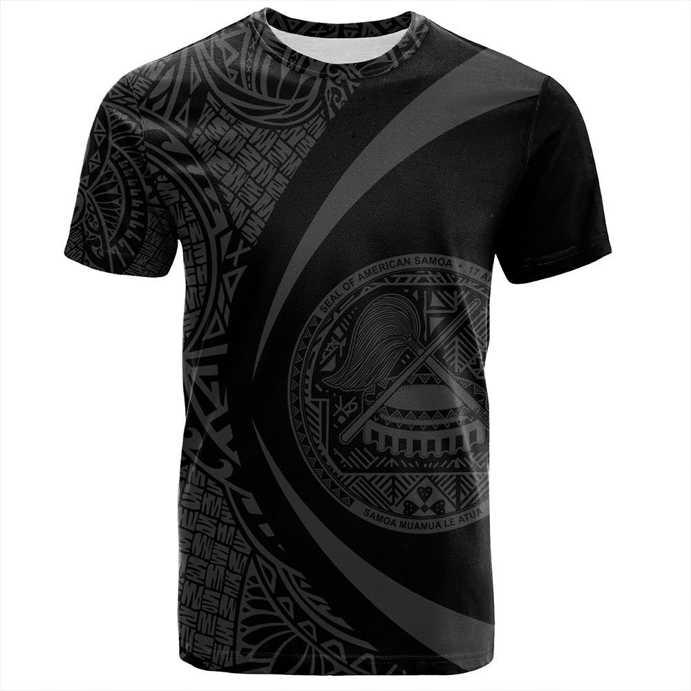 Samoa T-Shirt American Samoa Coat Of Arm Lauhala Gray Circle