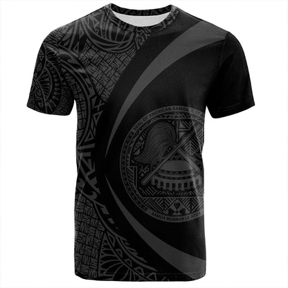 Samoa T-Shirt American Samoa Coat Of Arm Lauhala Gray Circle