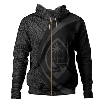 Guam Hoodie Coat Of Arm Lauhala Gray Circle