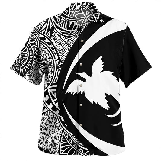 Papua New Guinea Hawaiian Shirt Coat Of Arm Lauhala White Circle