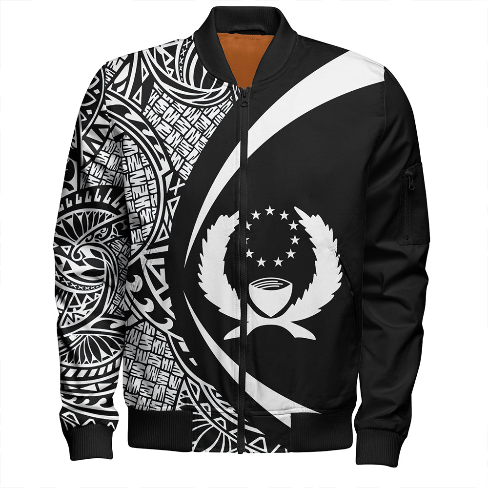 Pohnpei Bomber Jacket Coat Of Arm Lauhala White Circle