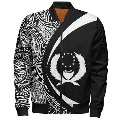 Pohnpei Bomber Jacket Coat Of Arm Lauhala White Circle