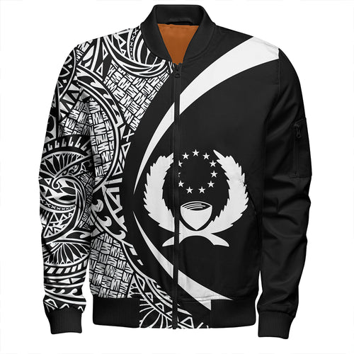 Pohnpei Bomber Jacket Coat Of Arm Lauhala White Circle