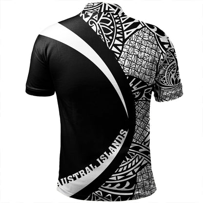 Austral Islands Polo Shirt Coat Of Arm Lauhala White Circle