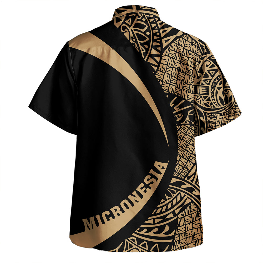Federated States of Micronesia Hawaiian Shirt Coat Of Arm Lauhala Gold Circle