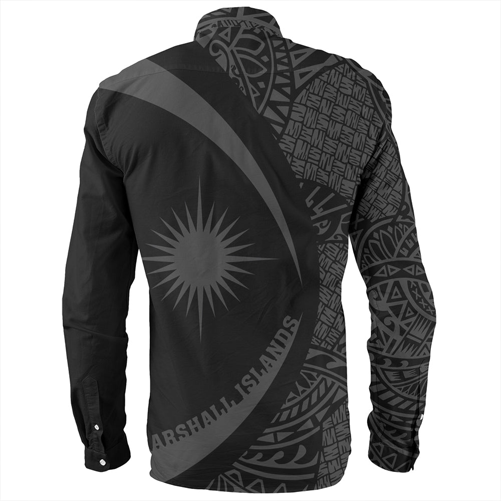 Marshall Islands Long Sleeve Shirt Coat Of Arm Lauhala Gray Circle