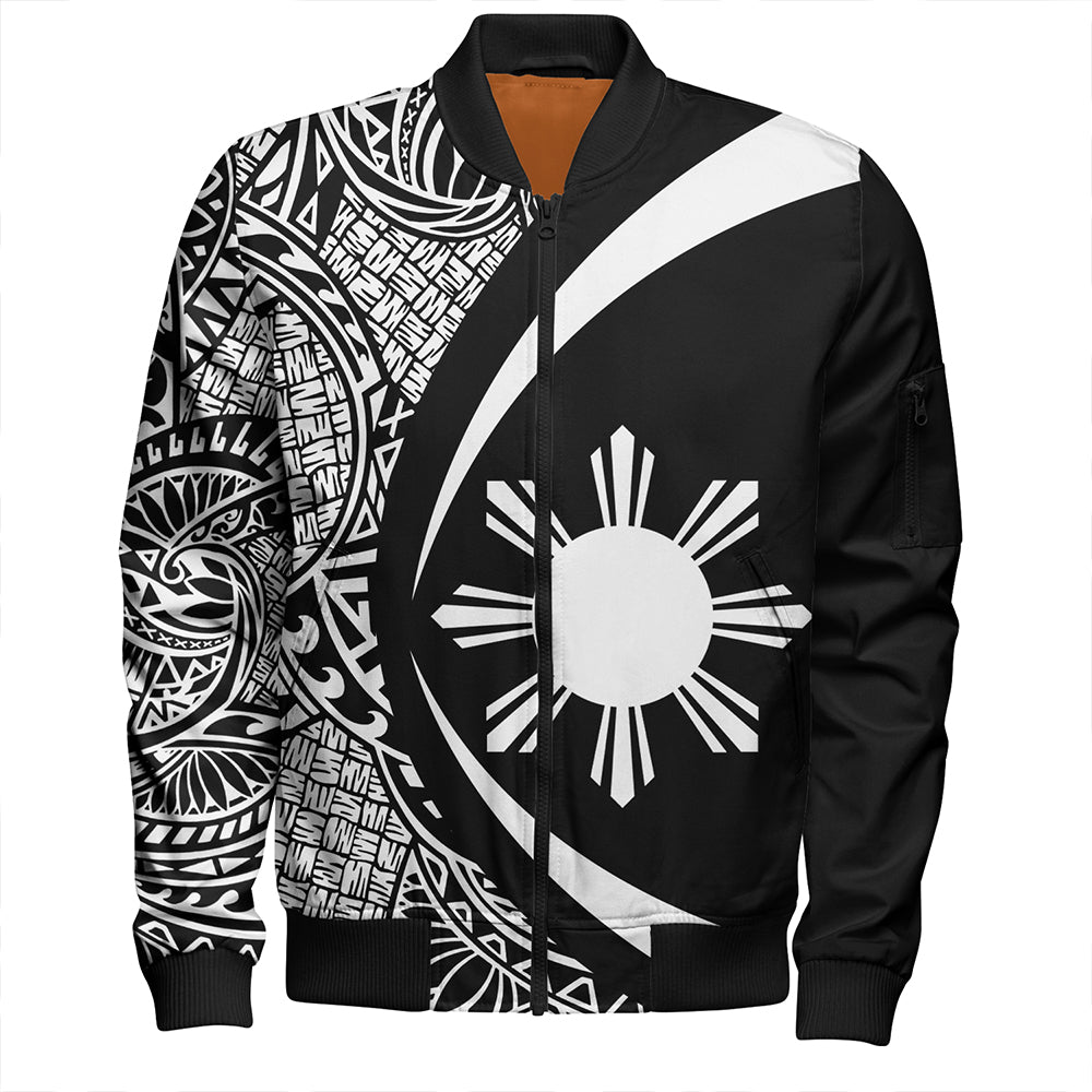 Philippines Bomber Jacket Coat Of Arm Lauhala White Circle