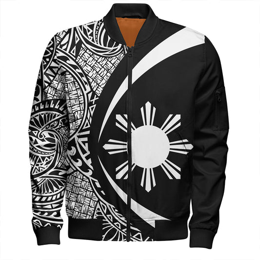 Philippines Bomber Jacket Coat Of Arm Lauhala White Circle