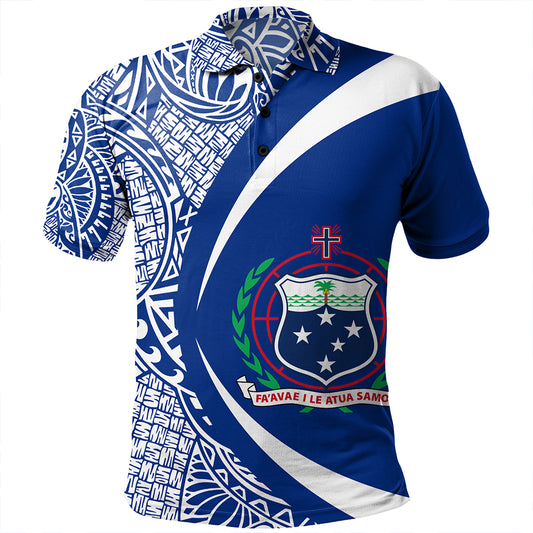 Samoa Polo Shirt Coat Of Arm Lauhala Rugby Circle