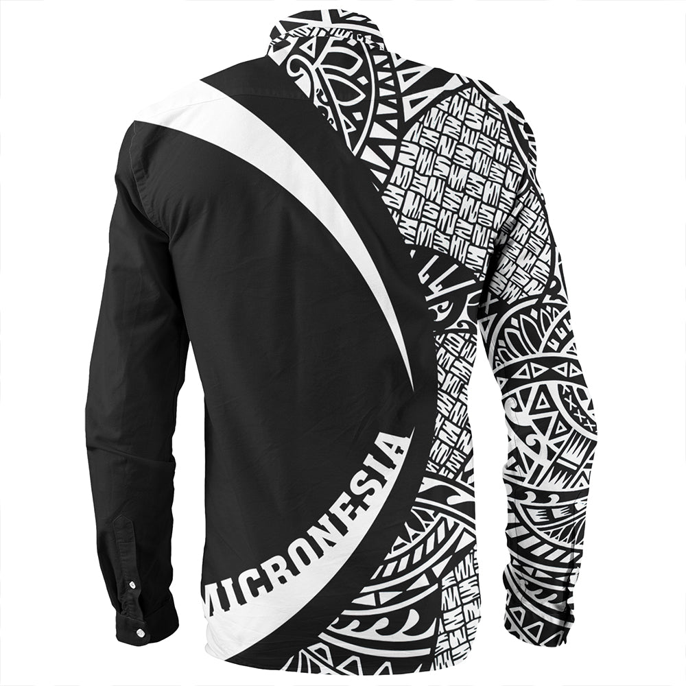 Federated States of Micronesia Long Sleeve Shirt Coat Of Arm Lauhala White Circle