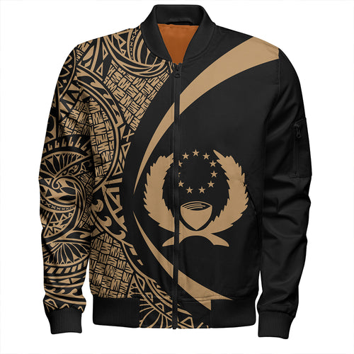 Pohnpei Bomber Jacket Coat Of Arm Lauhala Gold Circle