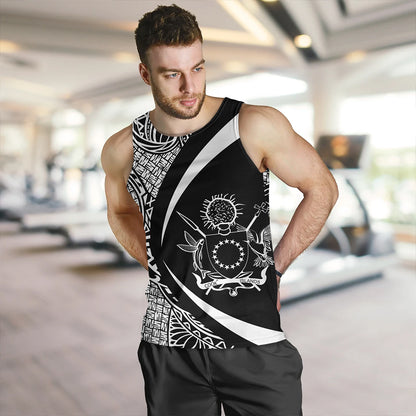Cook Islands Tank Top Coat Of Arm Lauhala White Circle