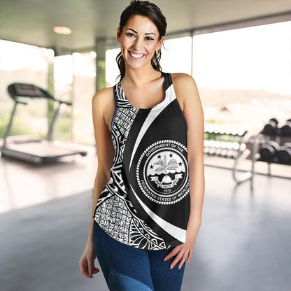 Federated States of Micronesia Women Tank Coat Of Arm Lauhala White Circle