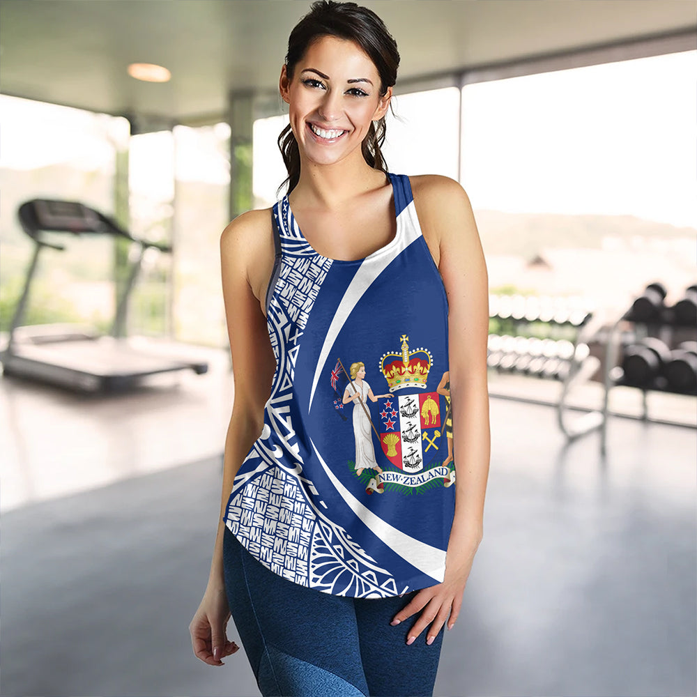 New Zealand Women Tank Coat Of Arm Lauhala White Circle
