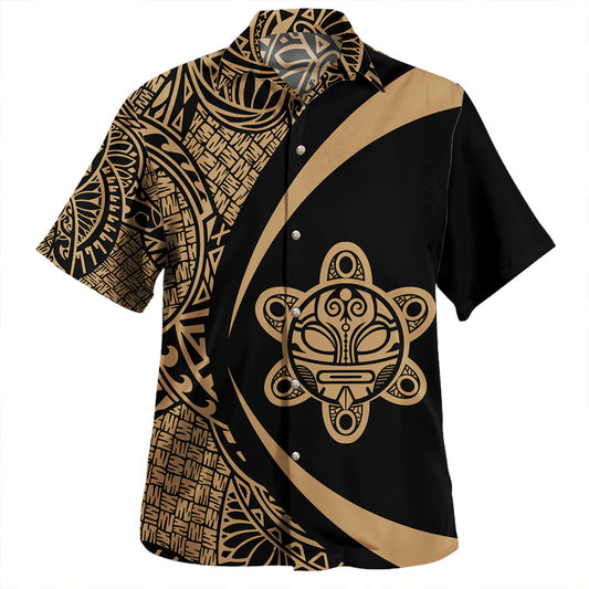Puerto Rico Hawaiian Shirt Coat Of Arm Lauhala Gold Circle