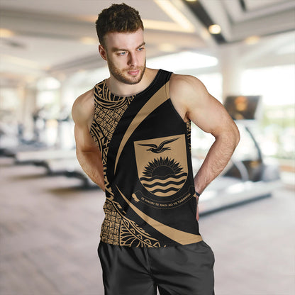 Kiribati Tank Top Coat Of Arm Lauhala Gold Circle