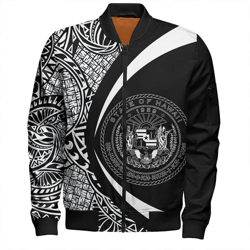 Hawaii Bomber Jacket Coat Of Arm Lauhala White Circle