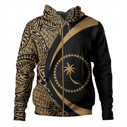 Chuuk Hoodie Coat Of Arm Lauhala Gold Circle