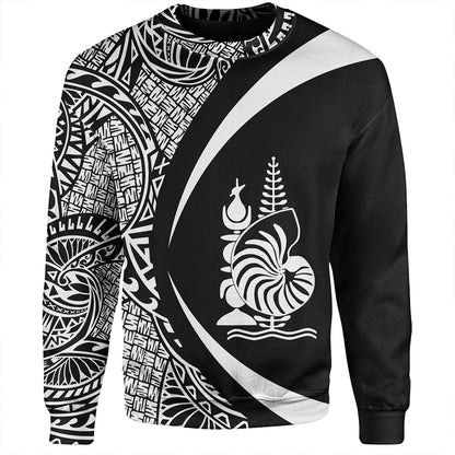 New Caledonia Sweatshirt Coat Of Arm Lauhala White Circle
