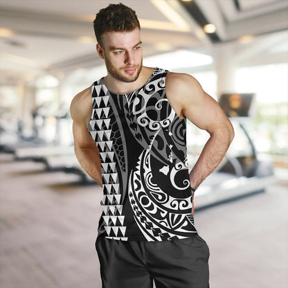 Hawaii Tank Top Hawaiian Map Kakau Style White