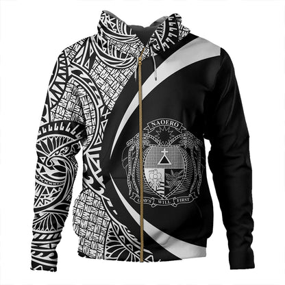 Nauru Hoodie Coat Of Arm Lauhala White Circle