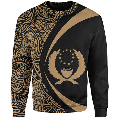 Pohnpei Sweatshirt Coat Of Arm Lauhala Gold Circle
