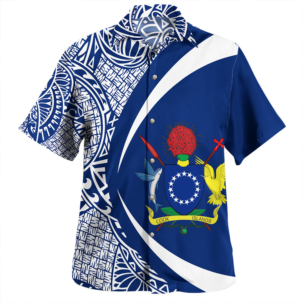 Cook Islands Hawaiian Shirt Coat Of Arm Lauhala Circle