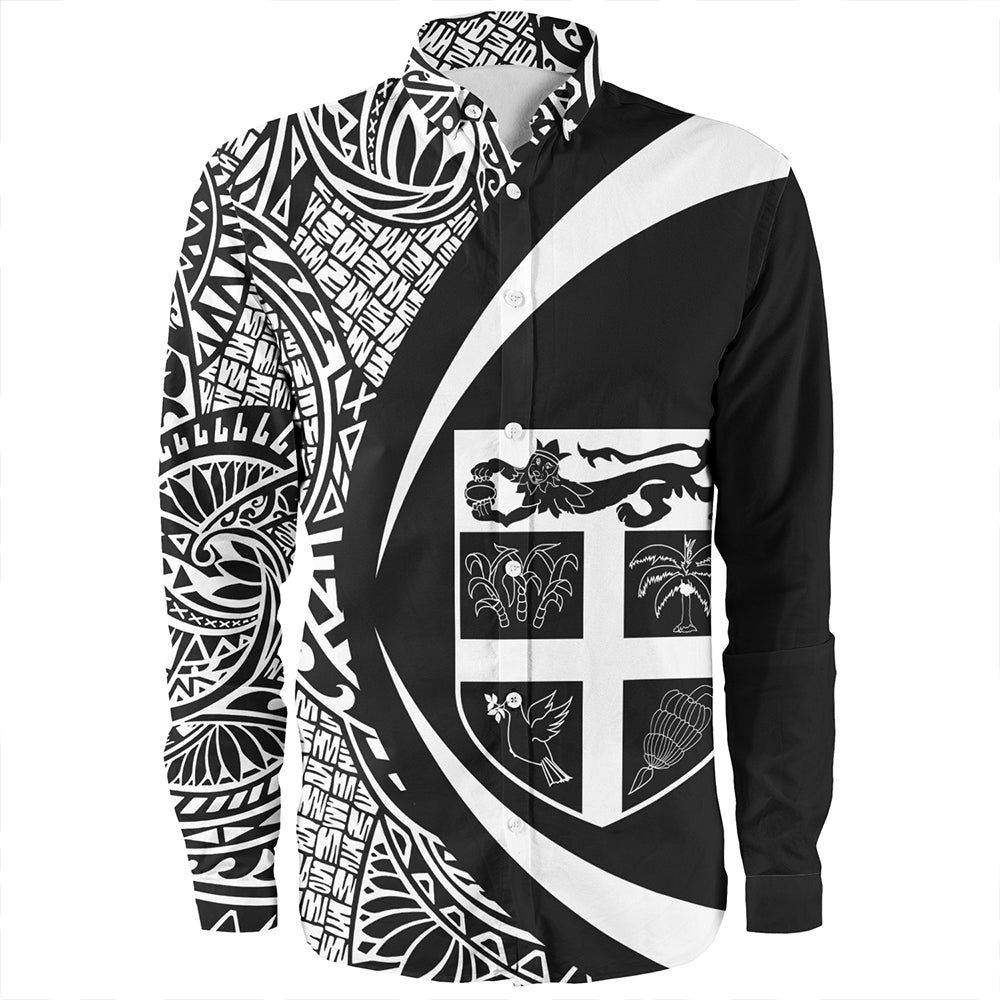 Fiji Long Sleeve Shirt Coat Of Arm Lauhala White Circle