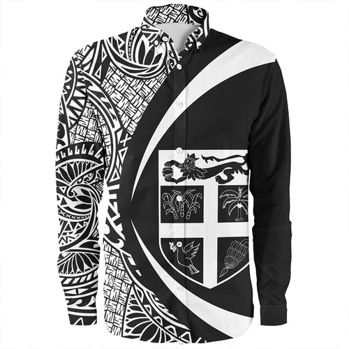 Fiji Long Sleeve Shirt Coat Of Arm Lauhala White Circle