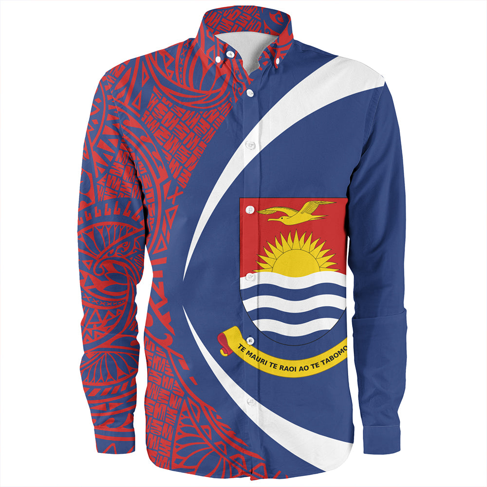 Kiribati Long Sleeve Shirt Coat Of Arm Lauhala Circle