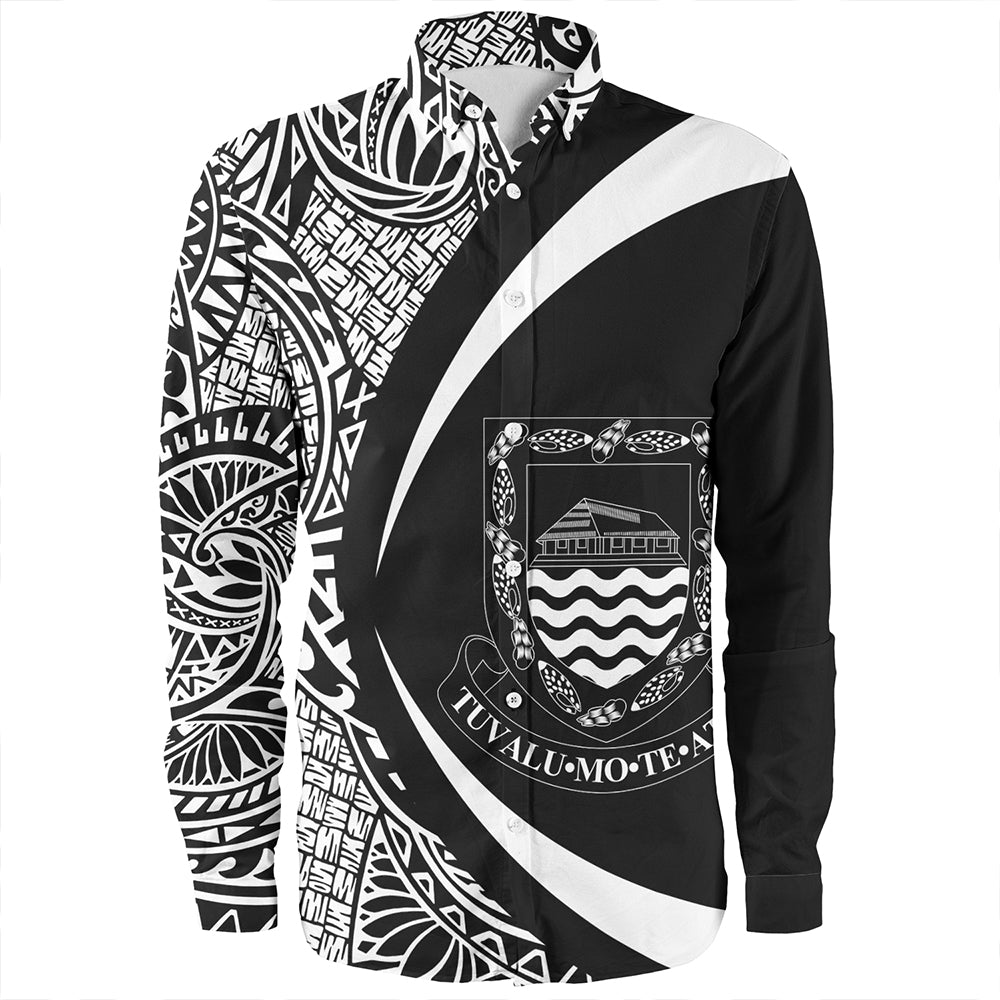 Tuvalu Long Sleeve Shirt Coat Of Arm Lauhala White Circle