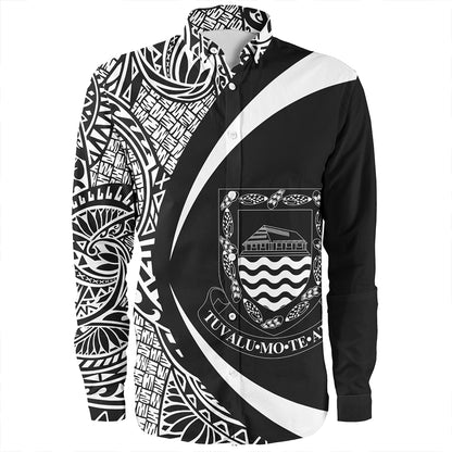 Tuvalu Long Sleeve Shirt Coat Of Arm Lauhala White Circle