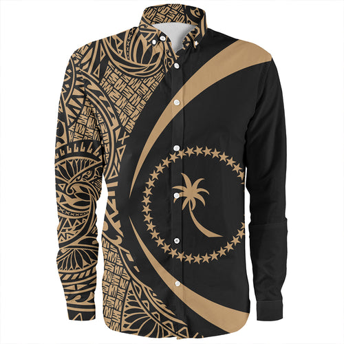 Chuuk Long Sleeve Shirt Coat Of Arm Lauhala Gold Circle