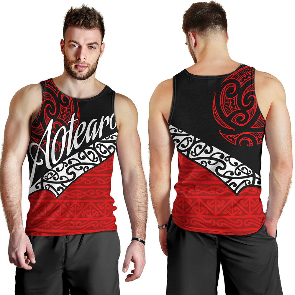 New Zealand Tank Top Aotearoa Maori Flag Puhoro Pattern